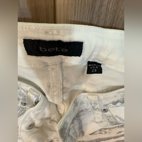 Women's White/Silver Metallic Jeans - Picture 3 of 5